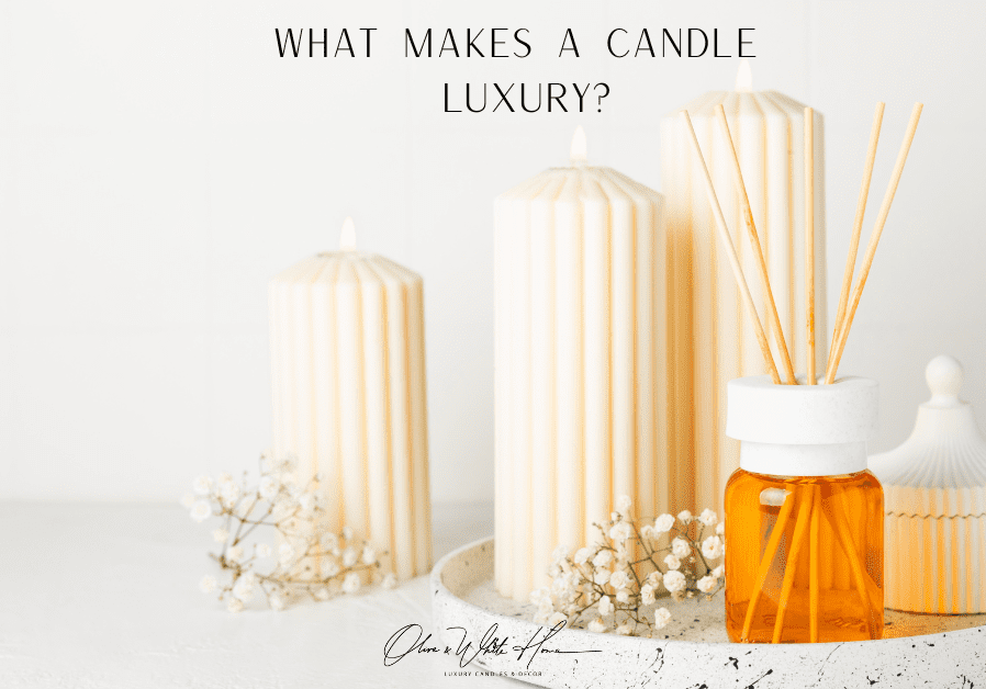 A candle is sitting next to three candles.